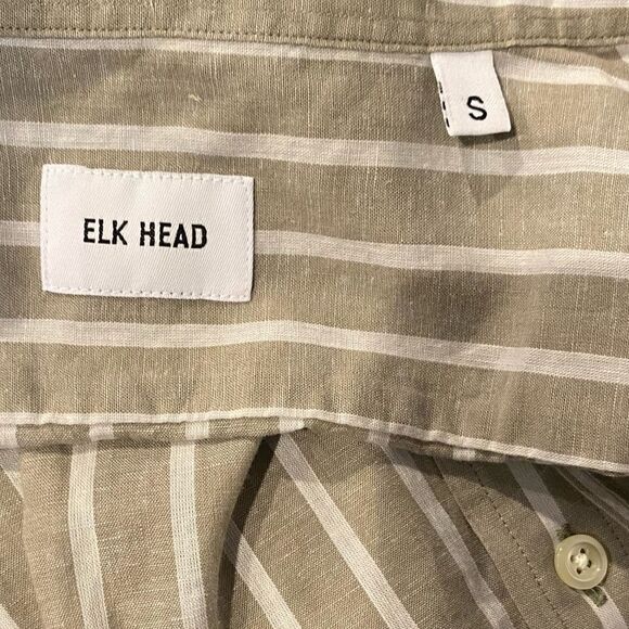 ELK HEAD Clothing Stripe Linen Blend Button Down Shirt Size Small - Picture 6 of 6